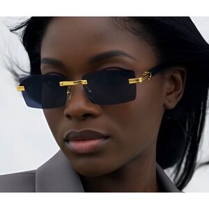 Sunglasses Sophisticated Gangster Style UV400 Women Dark Black Lens Buffs Lentes
